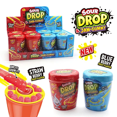 P-Sour Drop & Jam+Gummy 96g (12x8) Red&Blue
