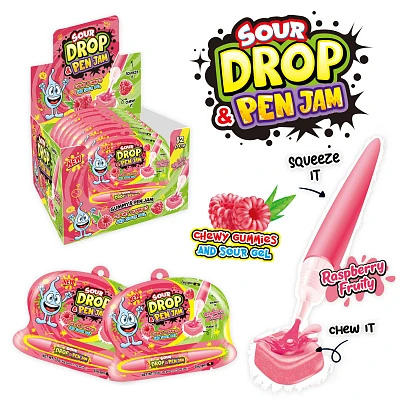 P-Sour Drop & Pen Jam 55g (12x12) Raspberry